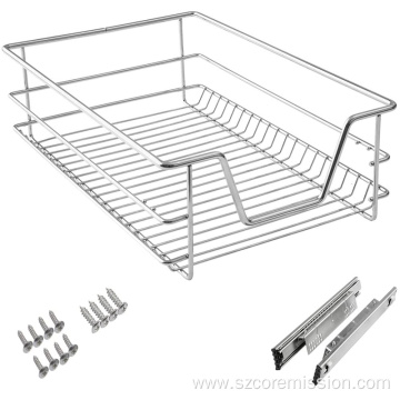 Chrome-coated Pull-out Storage Telescopic Kitchen Basket